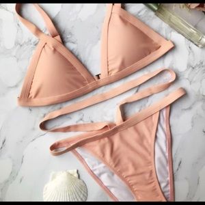 Peach triangle bikini